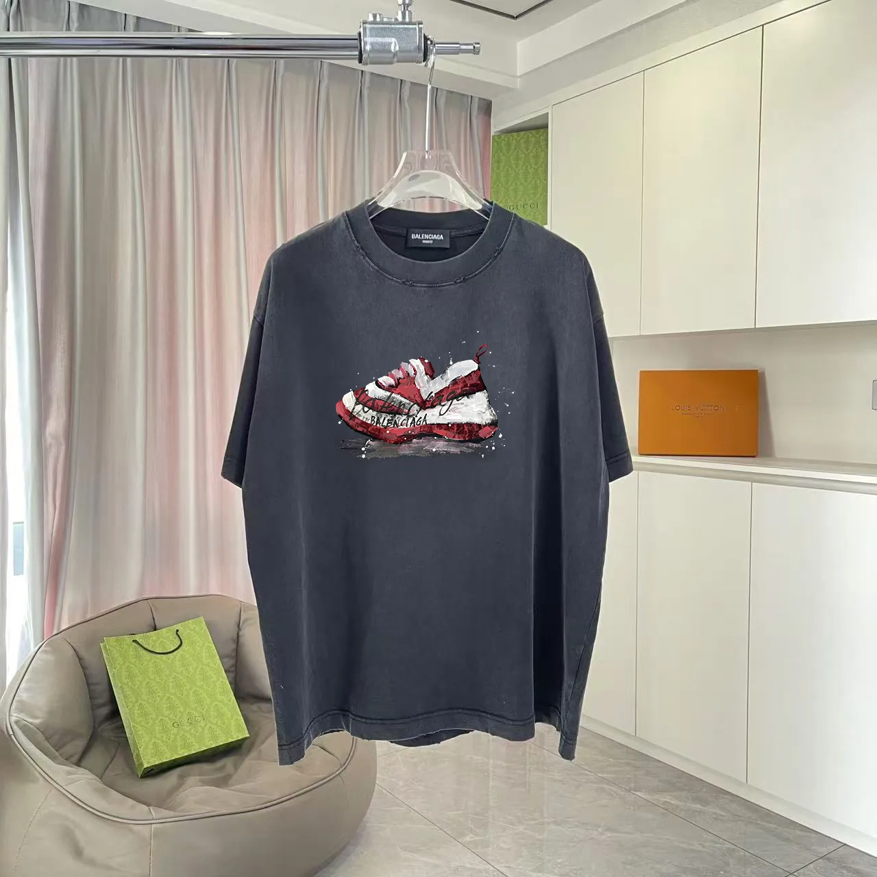 BALENCI*GA 2026 New Arrival logo 320g T Same Style Size：S M L XL XXL ：Black White Purple Gray